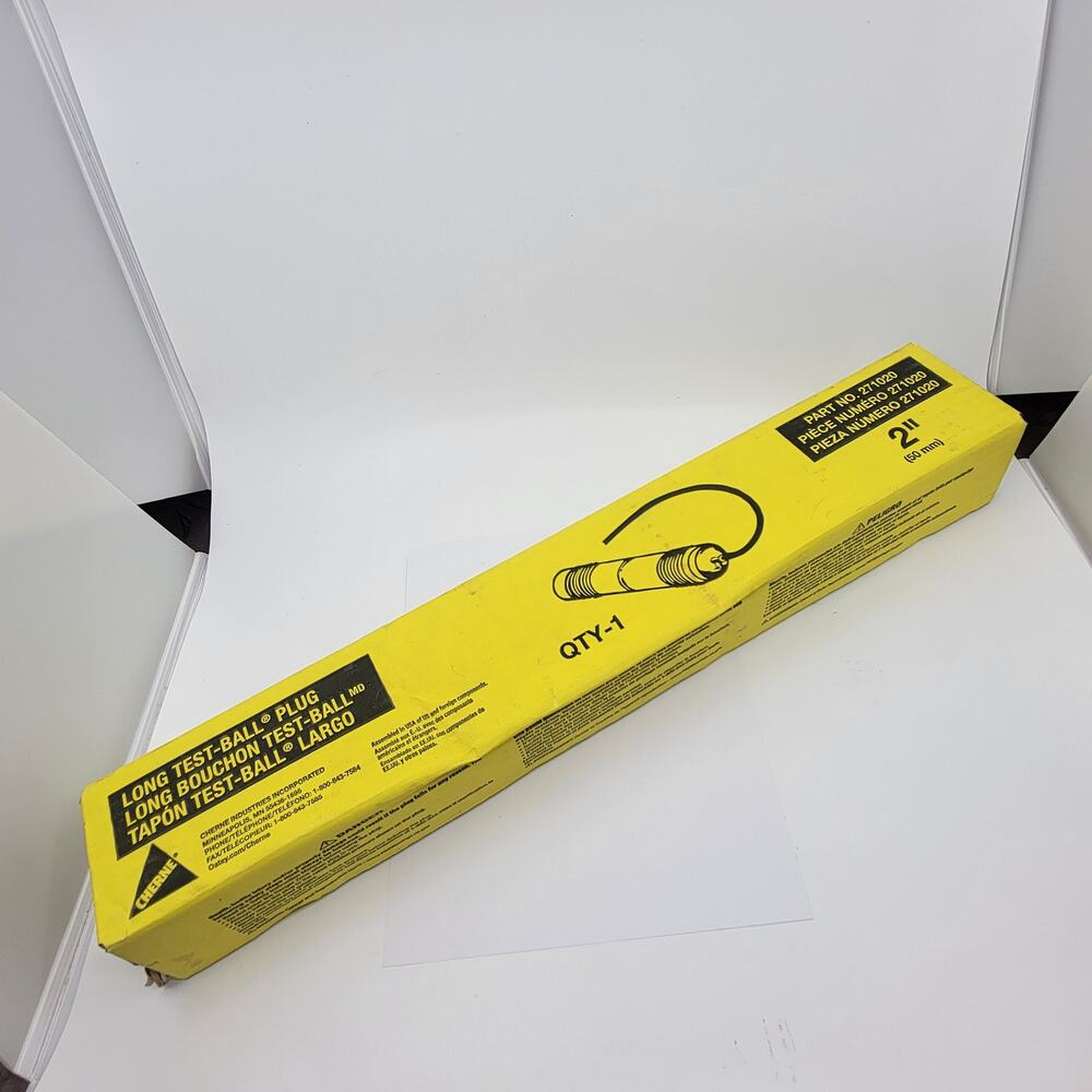 Cherne Industries 2-inch Long Test-Ball Plug Part No. 271020  New sealed
